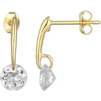 Cavill - Oorbellen 925 Sterling Zilver - 18K Goud Verguld - Braziliaanse Witte Topaas 1.36 ct - Ronde Edelstenen - Elegant Minimalistisch