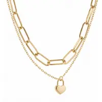 Trend Luxe ketting - verguld - Stijlvolle ketting - Goudkleurig - Roestvrijstalen -Cadeau Voor Vrouwen- cadeau -Valentijn - Liefde - Verrassing
