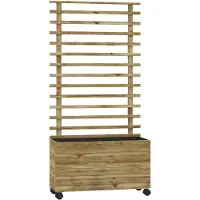 Happiq Raised Garden Bed met Trellis – Houten Planter Box met Wielen – Verhoogde Plantenbak voor Tuin – Natuurlijk Hout