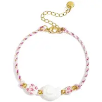 Yehwang Armband Van Touw Met Schelp En Kralen - Bloemdesign - Cadeau - Goudlief.nl