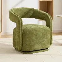 HAUSS SPOLE Fauteuil - Draaibare Barrel Chair - 360 Graden Comfort Voor Woonkamer En Leeshoek - Chenille Met Houten Basis - Groen