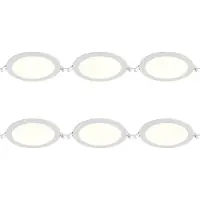 BES LED LED Downlight Inbouwspot 6 Stuks - Brinton Thin - 15W 1440lm 120° Bundelhoek - Natuurlijk Wit 4000K - IP40 - Rond - Wit - Ø198mm Buitenmaat - Ø175mm Zaagmaat