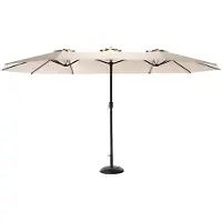 Happiq Dubbelzijdige buitenparasol - Parasol - Buitenparaplu - Zonneparaplu - Voor tuin en terras - 450x260cm - Rechthoekig groot model met slinger - 100% polyester luifelstof - Kleur: khaki
