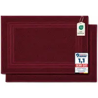 Komfortec Badmat - 2 stuks - Handdoek Dikte - Hotelkwaliteit - Zachte en Absorberende Douchemat - 50x70 cm - 100% Katoen – Roestbruin