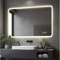 HAUSS SPOLE Spiegel – Led Frontverlichting En Anti Condens – 60 x 100 cm – Gehard Glas En Metaal – Zilver – Badkamer Wandspiegel
