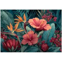 WALLARENA - Fotobehang - 150x105 cm - bloemen, bladeren en jungle voor woonkamer en slaapkamer