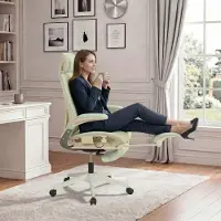 HAUSS SPOLE Bureaustoel - Ergonomisch Opvouwbaar Ontwerp - Met Hoofdsteun, Lendensteun En Voetensteun - Voor Werk, Studie En Gamen - Mesh Groen