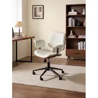 STILVORA Bureaustoel 73 x 59 x 87 cm Verstelbare Zithoogte 360 Draaibaar Met Wielen Voor Thuiswerk Kunstleer Beige