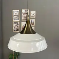 Bamyum Asletl hanglamp, industriële Modern stijl, Ø41 cm, wit metalen lamp