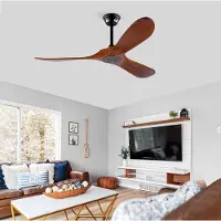 HAUSS SPOLE Ventilator – 52 Inch Plafondventilator Met 3 Houten Bladen En Afstandsbediening – 132,08 Cm – Metaal En Hout – Zwart En Donker Walnoot – Voor Woonkamer Slaapkamer En Overdekt Terras