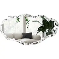 Wallfluent Zwarte Vlinders Spiegel - Wit Rechthoekige Spiegel Met Modern Design - Organische Spiegel - Slaapkamer, Hal, Woonkamer - Minimalistisch - 45x90 cm - Totale afmeting 52x97 cm