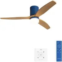 Create - Stille plafondventilator 40W met technische ABS bladen (Ø132cm) - Met licht LED - Controller voor wandmontage + afstandsbediening - Programmeerbaar - WIND CALM