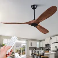 HAUSS SPOLE Ventilator – 52 Inch Zonder Licht Met 6 Snelheden – 132 Cm – ABS – Zwart En Donker Walnoot – Voor Binnen En Buiten – Met Afstandsbediening