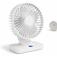 VHV -Bureauventilator met LED-Display - Oplaadbare Ventilator met 5 Snelheden - Oscillerende Tafelventilator - Stille Ventilator voor Thuis en Kantoor - Ijs-wit