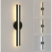 Riserva LED Wandlamp modern minimalistisch langwerpig zwart aluminium 18W driekleuren 3000/4500/6500K Ra80, voor studeerkamer, slaapkamer, woonkamer, eetkamer, keuken