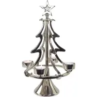 RIFFELMACHER & WEINBERGER Adventskandelaar Boom Zilverkleurig voor 4 waxinelichtjes - Aluminium