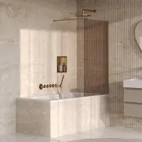 Brauer Oblivion badwand brons glas 80x140cm incl. glascoating PVD goud geborsteld