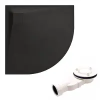 Badland Bad Land VIDAR douchebak - kwartrond - 90 x 90 x 3,2 cm - zwart - met afvoerset