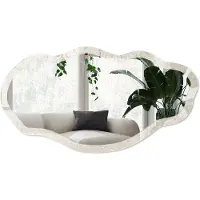 Wallfluent Beige Elegantie Spiegel - Beige Stijlvolle Wandspiegel - Organische Spiegel - Woonkamer - Klassiek - 45x90 cm - Totale afmeting 52x97 cm