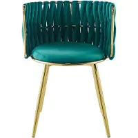Padiro eetkamerstoel - 2-delige set - 57 x 53 x 80 cm - Groen - Hotel-chic - Polyester, Fluweel, IJzer - met armleuningen - met rugleuning