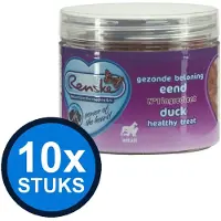 Renske 10x - Gezonde beloning mini hartjes hond eend 100gr - Hondenvoer Snacks - 100 g