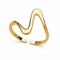 Cilla Jewels Goudkleurige Verstelbare Damesring met Golvend Lijnmotief