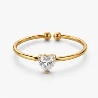Cilla Jewels Goudkleurige Verstelbare Damesring met Witte Hartvormige Zirkonia