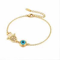 LGT JWLS Goudkleurige Damesarmband van Edelstaal met Hamsa Hand en Evil Eye