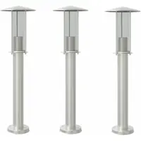 vidaXL Wegverlichting, 3 stuks, zilverkleurig, 60 cm, roestvrij staal
