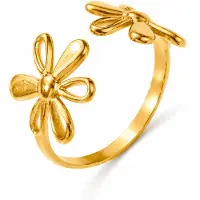 Cilla Jewels Goudkleurige Verstelbare Damesring met Dubbel Bloemmotief