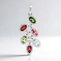 Cavill - Zilveren hanger met Braziliaanse toermalijn 1,19 ct - 925 sterling zilver - Ovaal en peer vormige edelstenen - Elegant handgemaakt