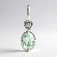 Cavill - Elegante ovale Amblygoniet hanger 0,38 ct - 925 Sterling Zilver gerhodineerd - 0,02 ct ronde zirconia - Groene edelsteen