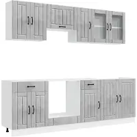 vidaXL 8-delig keukenkastenset Kalmar, betongrijs, houtvezel