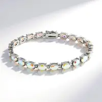 Cavill - 925 Sterling Zilveren Armband - Gerhodineerd - 20x Ovale Maanlichtkwarts 12,15 ct - Elegant Braziliaanse Edelsteen - Stijlvol & Duurzaam