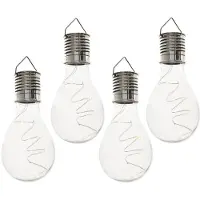 Lumineo hanglamp bolletje - 15x - solar/led - H14 cm - transparant - kunststof - tuin/buitenverlichting
