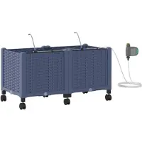 vidaXL Tuin Plantenbak met Irrigatie en Wielen 2 st Grijs PP