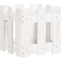 vidaXL Plantenbak met hekontwerp 30x30x30 cm massief grenenhout wit
