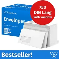 Easyprint NIEUW: Enveloppen met venster, DIN Lang, onbedrukt, 750 stuks