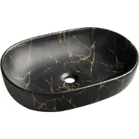 Sapho Caleo keramische opbouwwastafel 60x42cm Portoro marmer
