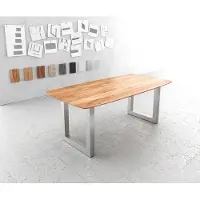 DELIFE Eettafel Edge Boot acacia natuur 200x100 edelstaal breed zwitserse rand eettafel