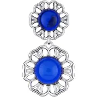 Cavill - Hanger 925 Sterling Zilver Gerhodineerd - Blauwe Colombiaanse Barnsteen 1,75 ct - Ronde Cabochon - Elegante Natuurlijke Sieraden