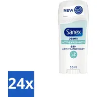 Sanex 24 x – Deodorant Stick – Dermo Active Freshness – 65 ml - Deodorantstick - Frisheid - Huidbescherming - Zachte Textuur - Langdurige Frisheid