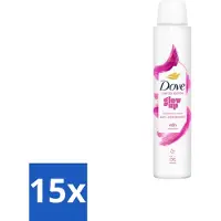 Dove 15 x – Deodorant Spray – Glow Up – 200 ml - Anti-transpirant Spray - Zweetvermindering - Geurvermindering - Fris - Bloemig