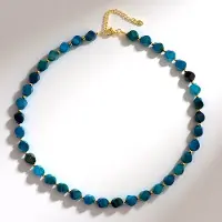 Cavill - Verstelbare Zilveren Halsketting - 925 Sterling Zilver Verguld - 176 ct Blauwgroene Kwarts & Gouden Hematiet - Elegant Design