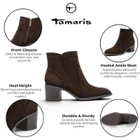 Tamaris Dames Mocca Brown Suède Leren Enkellaarzen met hakken - 25313-47