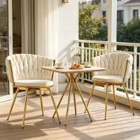 MODFU Eetkamerstoel - Kuipstoel - Draaibaar - Beige - Set Van 2