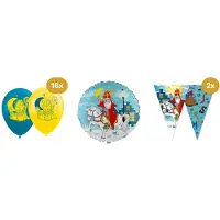 We Fiesta Sinterklaas Versiering Ballonnen & Vlaggenlijn Set - 16x Ballonnen, Folieballon 18" & 2x Vlaggenlijn 10m - Decoratieset