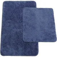 OEM Set van 2 badkamermatten in blauw: badmat en toiletmat