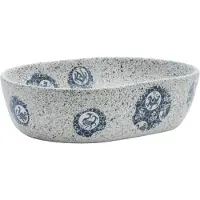 vidaXL Opzetwasbak ovaal 47x33x13 cm keramiek grijs en blauw