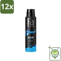 Fa Men - Deodorant Lichaamsspray - Kick-Off - Verfrissend - 48 uur Bescherming - 150 ml - Voordeelverpakking - 12 stuks - Deodorant spray - 48 uur bescherming